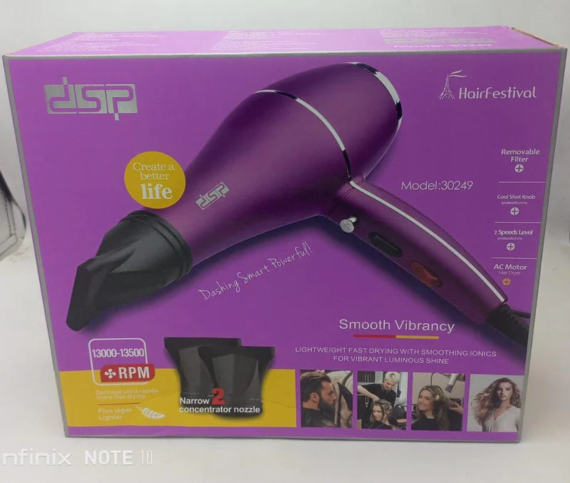 Tanawal Mart frizz-free hair dryer with sleek design and multiple heat settings, ideal for smooth, frizz-free hairstyling.