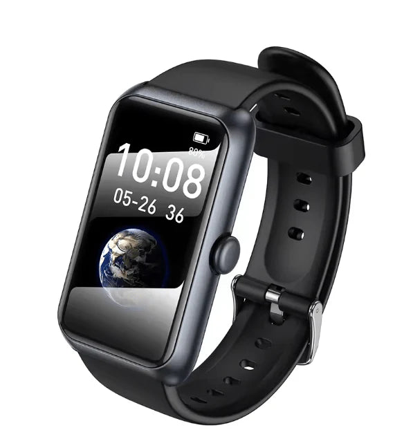 Tanawal Mart Hoco Smart Sports Watch with a sleek black band and digital display showing fitness data and time.