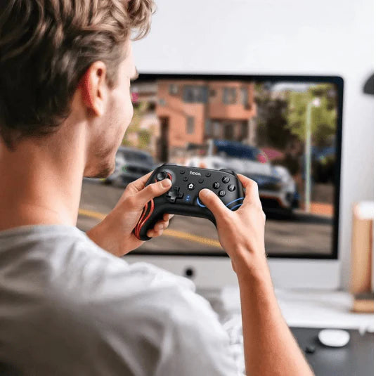 Wireless game controller by Tanawal Mart with multi-function buttons, ergonomic design, and colorful LED accents.