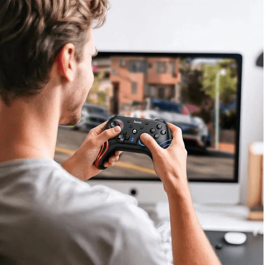 Wireless game controller by Tanawal Mart with multi-function buttons, ergonomic design, and colorful LED accents.