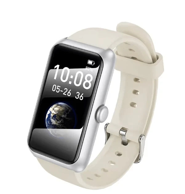 Smart sports watch by Hoco with a black strap and digital display, shown on a wrist with fitness tracking features.
