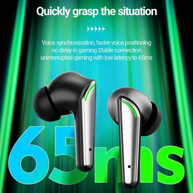 Tanawal Mart TWS wireless gaming headset with over-ear design, built-in microphone, and sleek black finish.