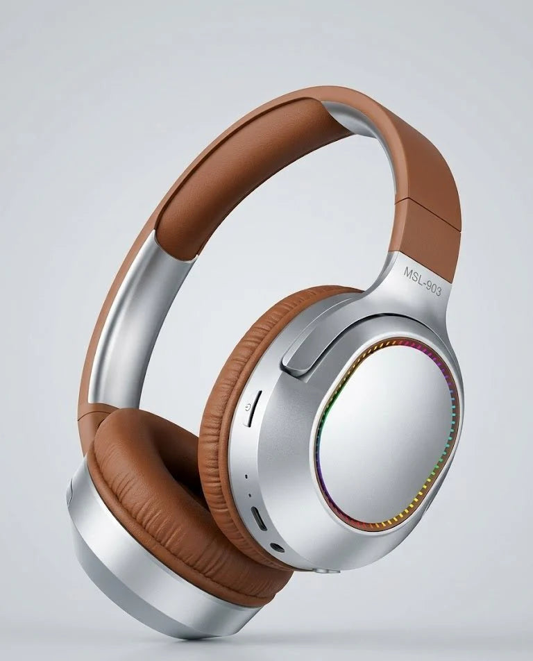Wireless over-ear headphones by Tanawal Mart with cushioned ear cups and adjustable headband, designed for comfortable listening.