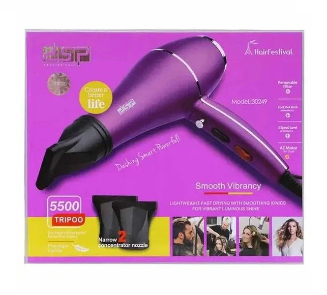 Tanawal Mart frizz-free hair dryer with sleek design and multiple heat settings, perfect for smooth, shiny hair.