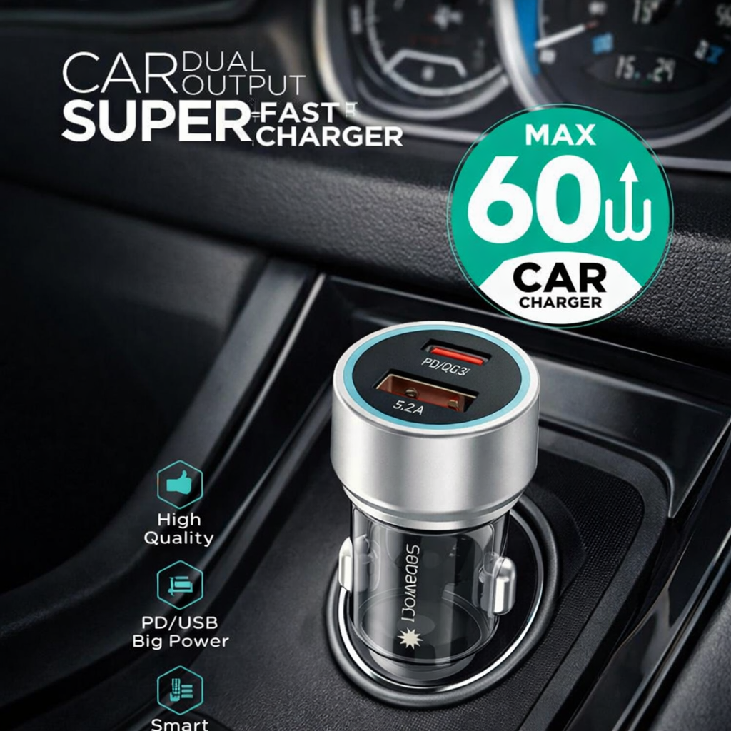 sabawoon-s134-60w-original-car-charger-adapter-pd-usb-dual-port-fast-charging-for-all-mobile-phones 3 sabawoon-s134-60w-original-car-charger-adapter-pd-usb-dual-port-fast-charging-for-all-mobile-phones - Image 3