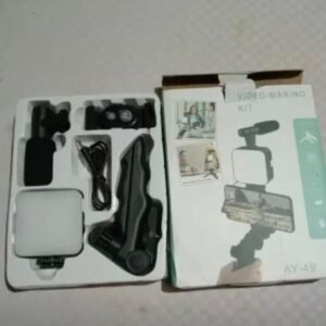 Vlogging Kit for Mobile & DSLR - Tripod, Mic, LED Light Setup