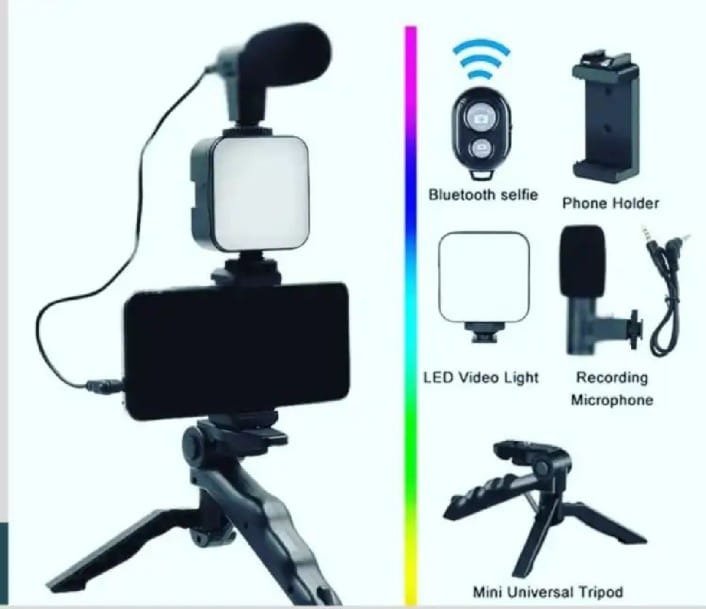 AY-49 Vlogging Kit - Tripod, LED Light & Shotgun Mic 3 AY-49 Vlogging Kit - Tripod, LED Light & Shotgun Mic - Image 3