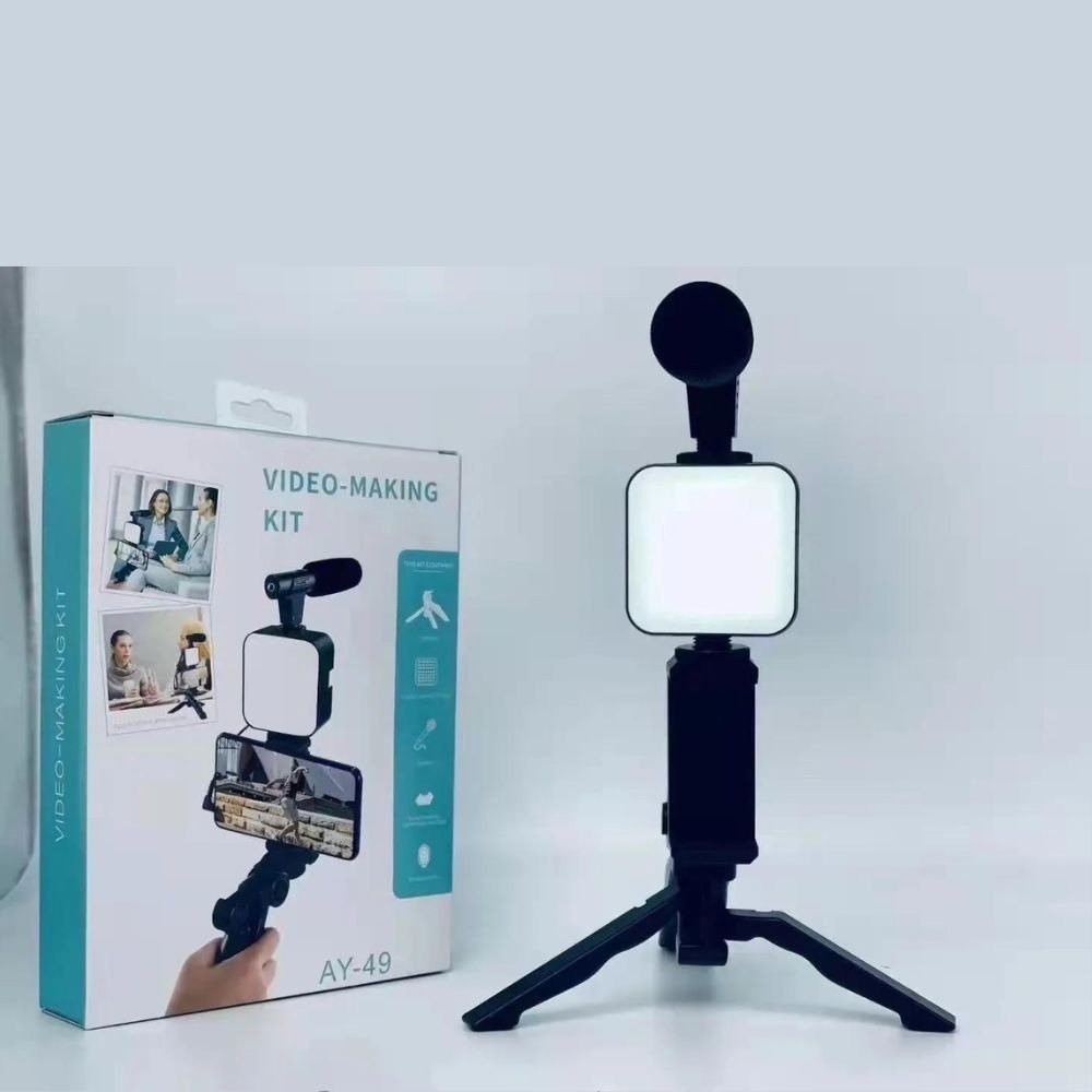 Vlogging Kit for Mobile & DSLR - Tripod, Mic, LED Light Setup 2 Vlogging Kit for Mobile & DSLR - Tripod, Mic, LED Light Setup - Image 2