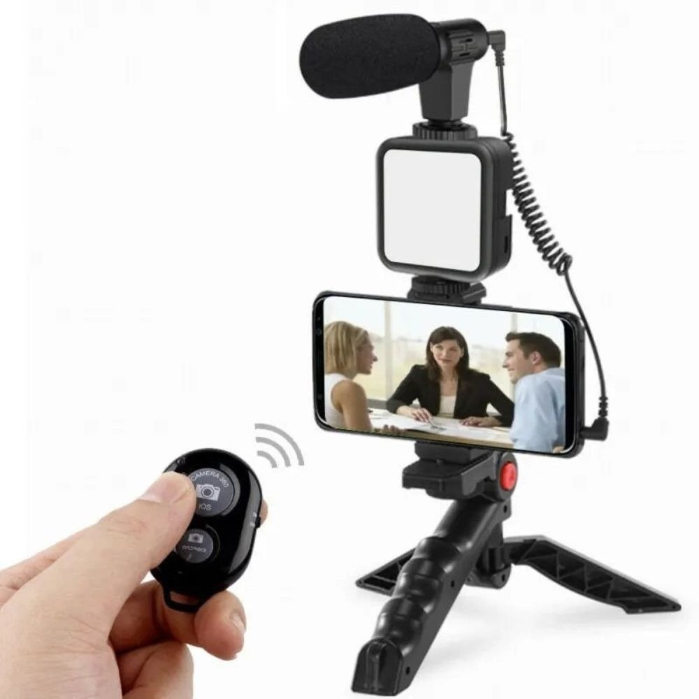 Vlogging Kit for Mobile & DSLR - Tripod, Mic, LED Light Setup 3 Vlogging Kit for Mobile & DSLR - Tripod, Mic, LED Light Setup - Image 3