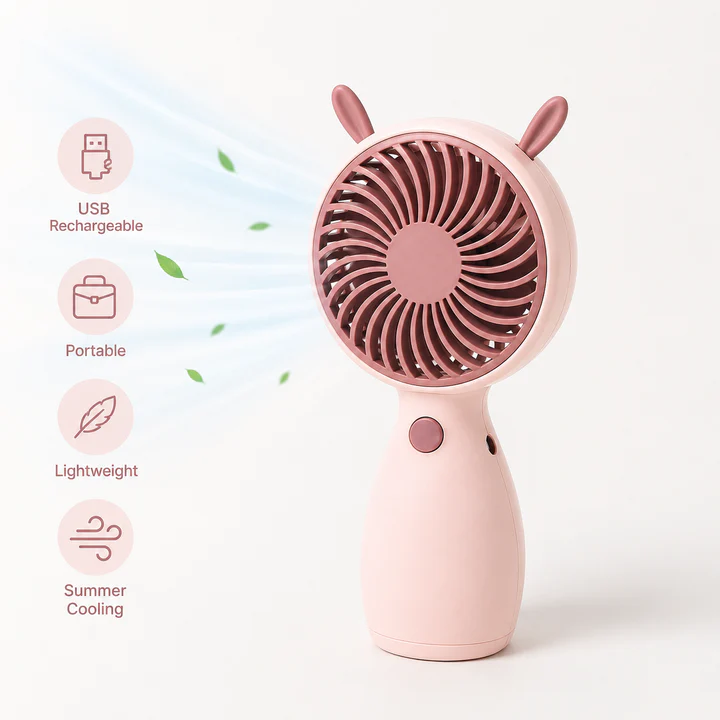 Portable USB Rechargeable Mini Handheld Fan 3 Portable USB Rechargeable Mini Handheld Fan - Image 3