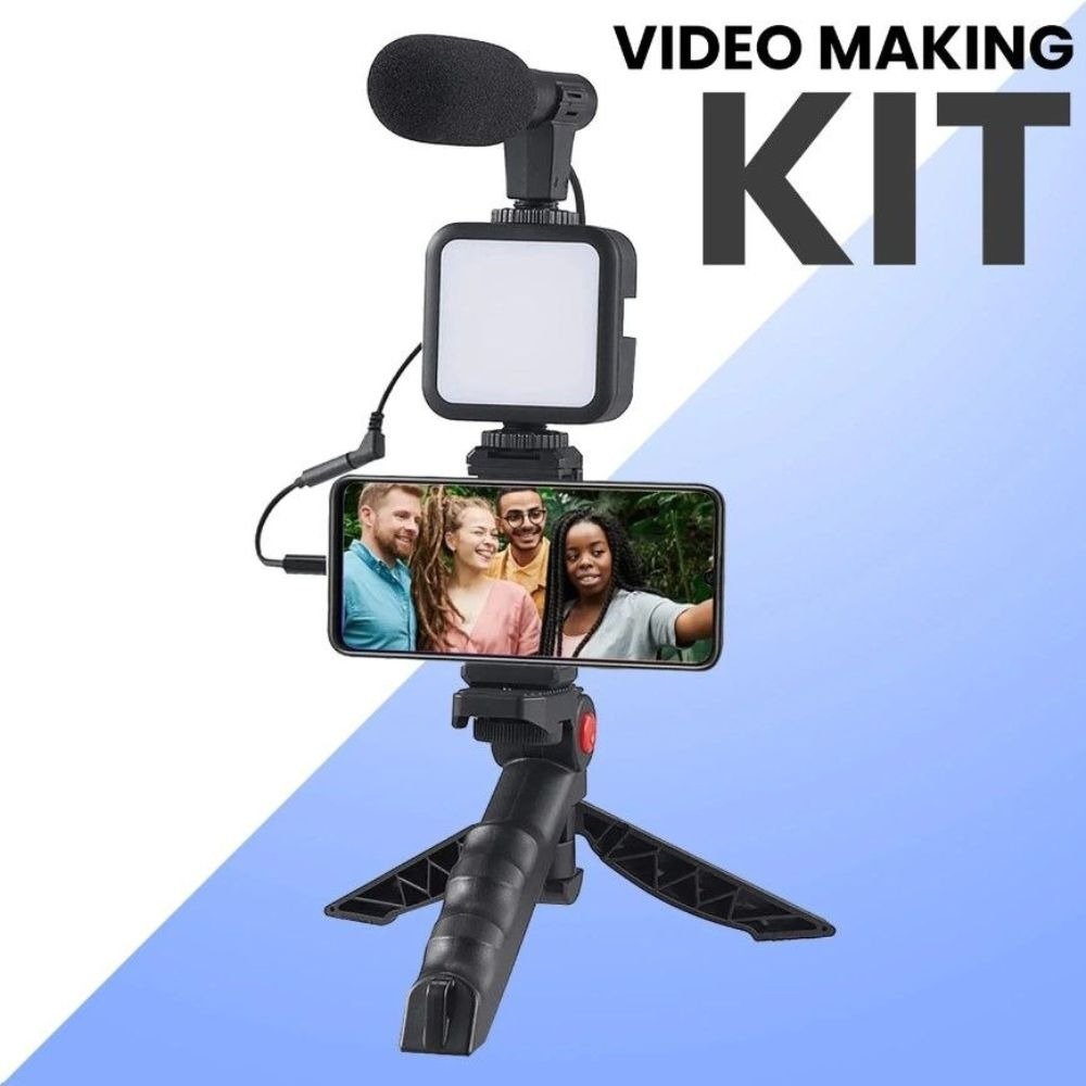 Vlogging Kit for Mobile & DSLR - Tripod, Mic, LED Light Setup 6 Vlogging Kit for Mobile & DSLR - Tripod, Mic, LED Light Setup - Image 6