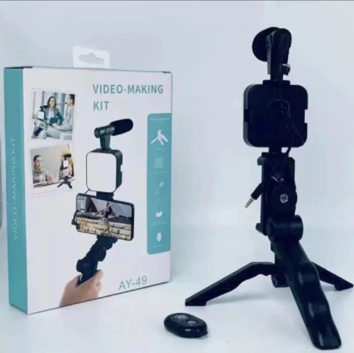 AY-49 Vlogging Kit - Tripod, LED Light & Shotgun Mic 2 AY-49 Vlogging Kit - Tripod, LED Light & Shotgun Mic - Image 2
