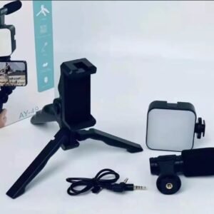 AY-49 Vlogging Kit - Tripod, LED Light & Shotgun Mic